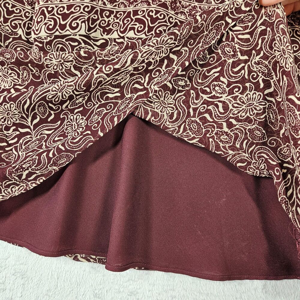 Ann Taylor Silk Skirt Set Womens Size 8 Top & 4‎ Skirt Sleeveless Wine Career - Picture 6 of 16